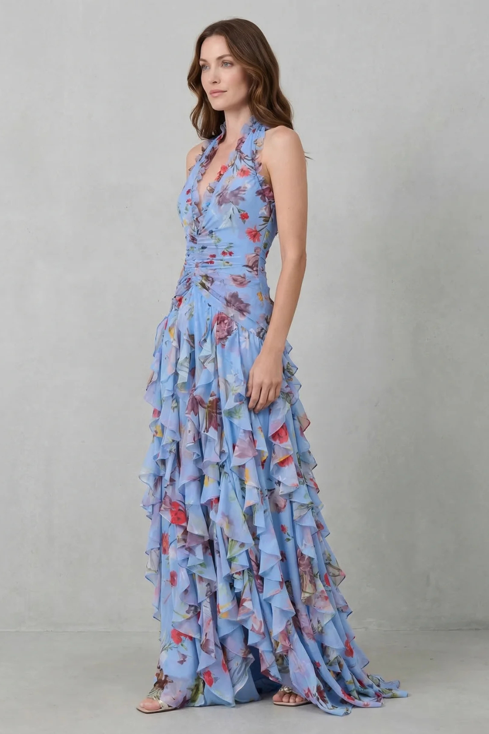 Bella | Abito lungo con scollo all'americana