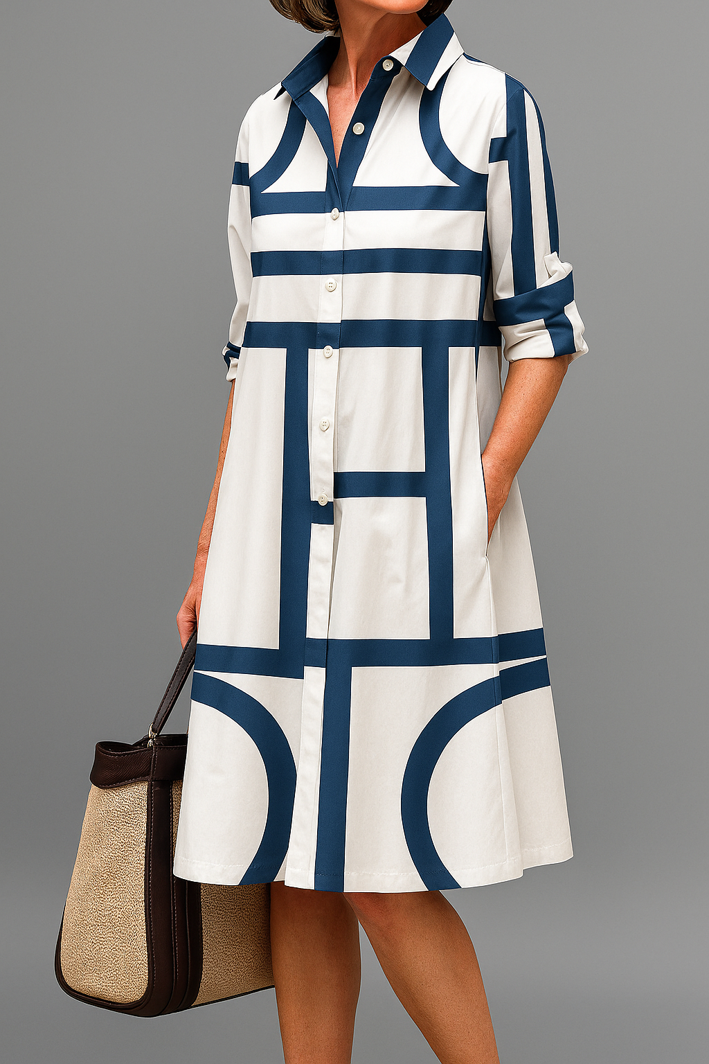 Abito Ludovica – Vestito Midi Blu e Bianco
