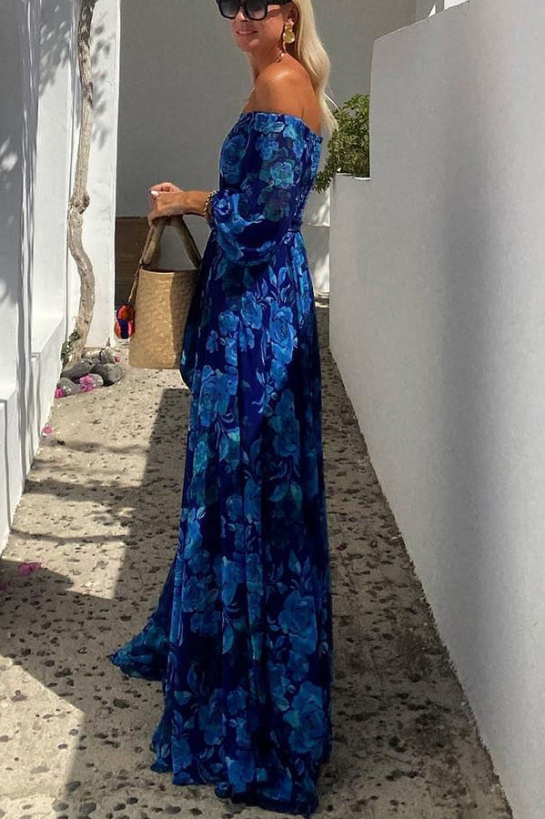 Luna | Vestito lungo con stampa floreale