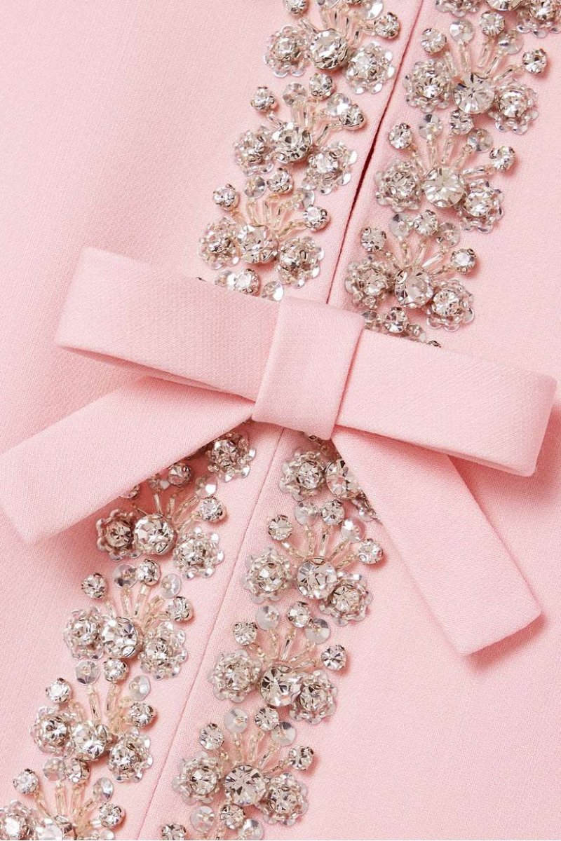 Zoe Abito midi con fiocco e decorazioni in cristallo