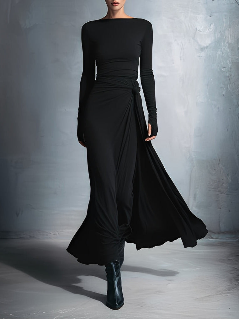 Abito maxi con nodo laterale