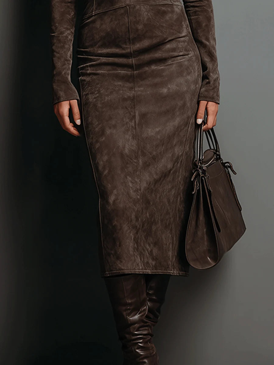 Abito lungo midi in marrone