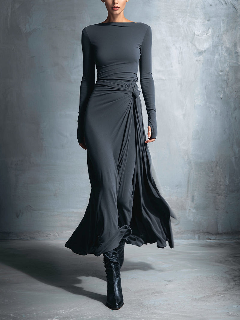 Abito maxi con nodo laterale
