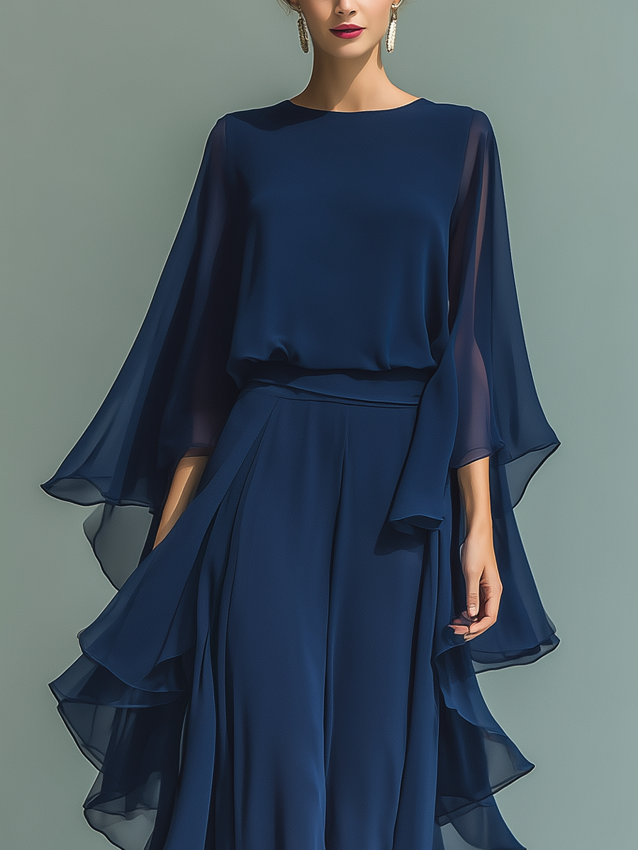 Set Chiffon Blu Navy