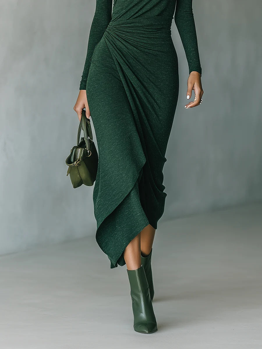 Abito Maxi in Cotone e Lino Senza Maniche con Scollatura a V e Cintura da Annodare per Donne
