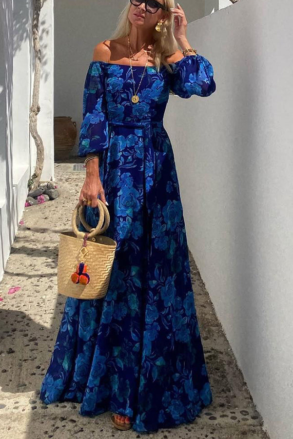 Luna | Vestito lungo con stampa floreale
