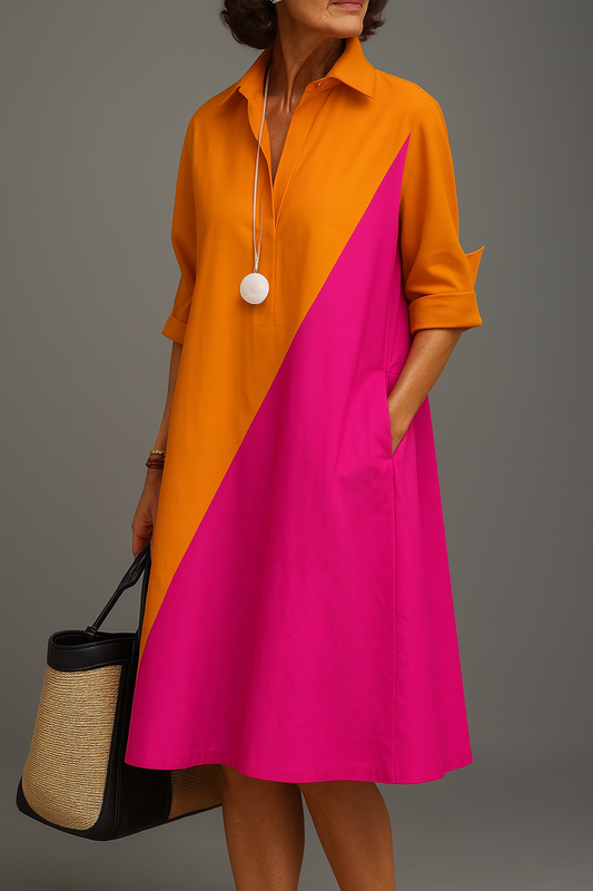 Abito Beatrice – Vestito Midi Fucsia e Arancione