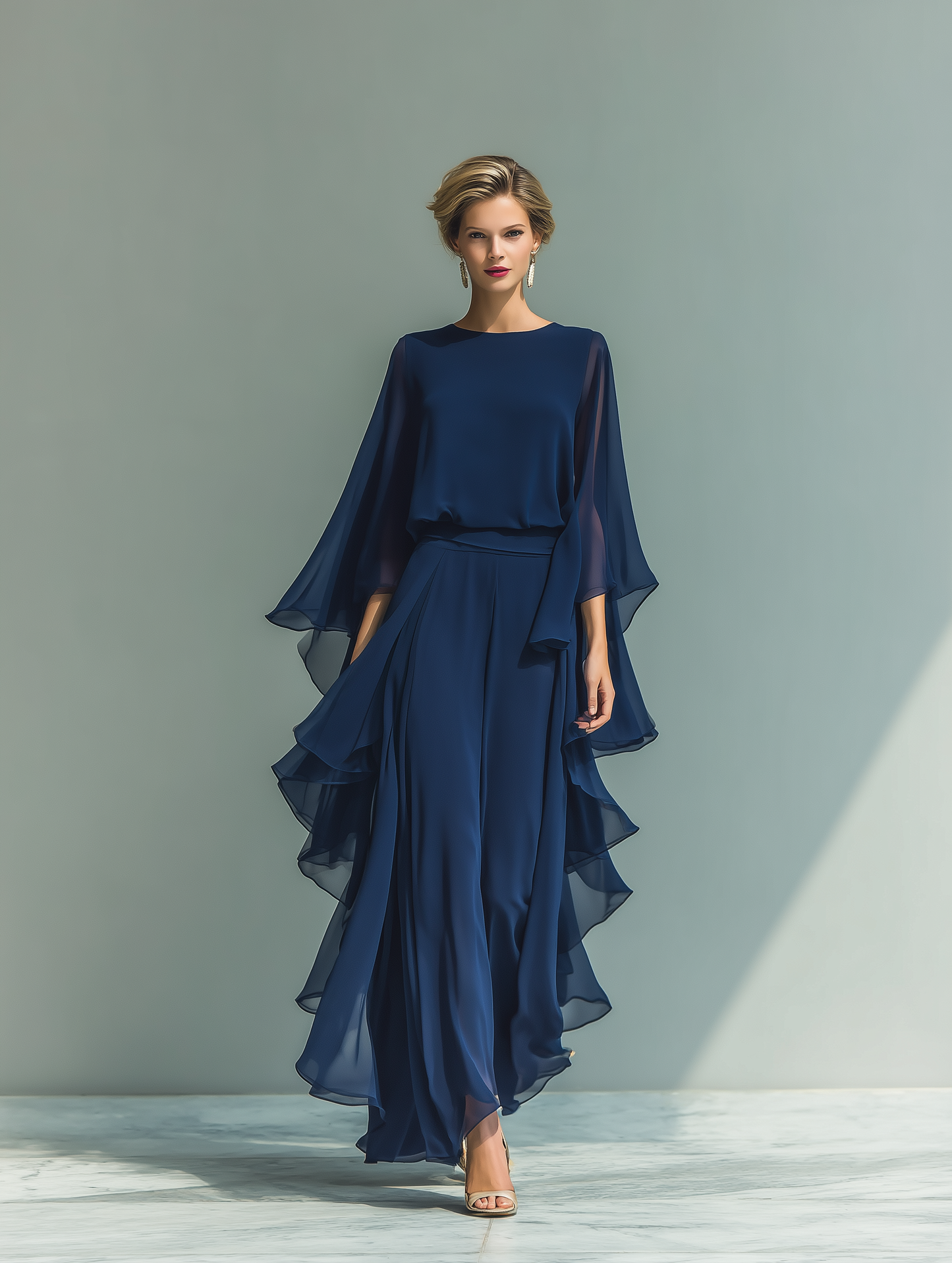 Set Chiffon Blu Navy