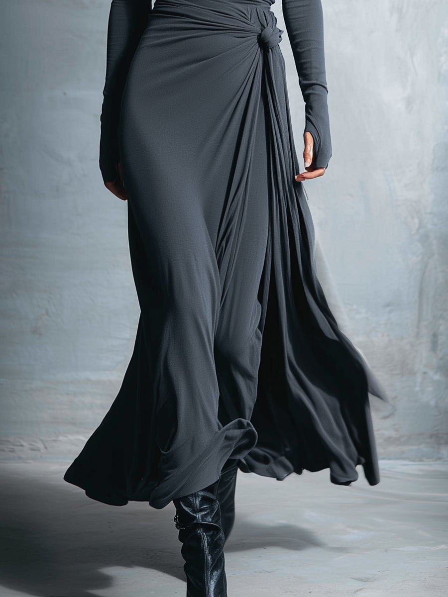 Abito maxi con nodo laterale
