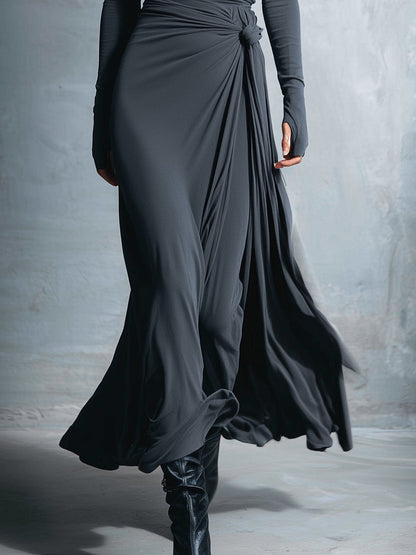 Abito maxi con nodo laterale