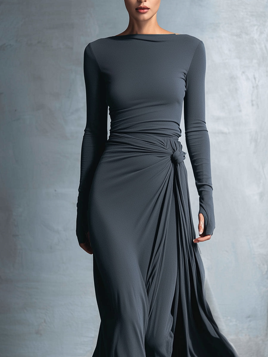 Abito maxi con nodo laterale