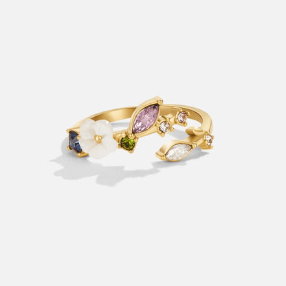 Anello Fiore Bianco Cristallo Oro