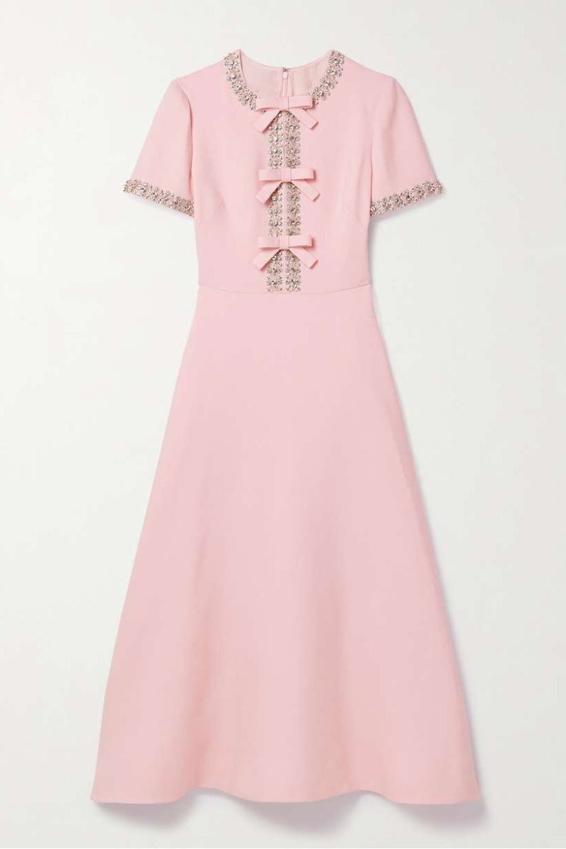 Zoe Abito midi con fiocco e decorazioni in cristallo